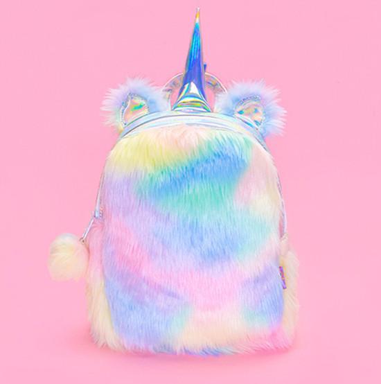 Cute Unicorn Fluffy School Backpack