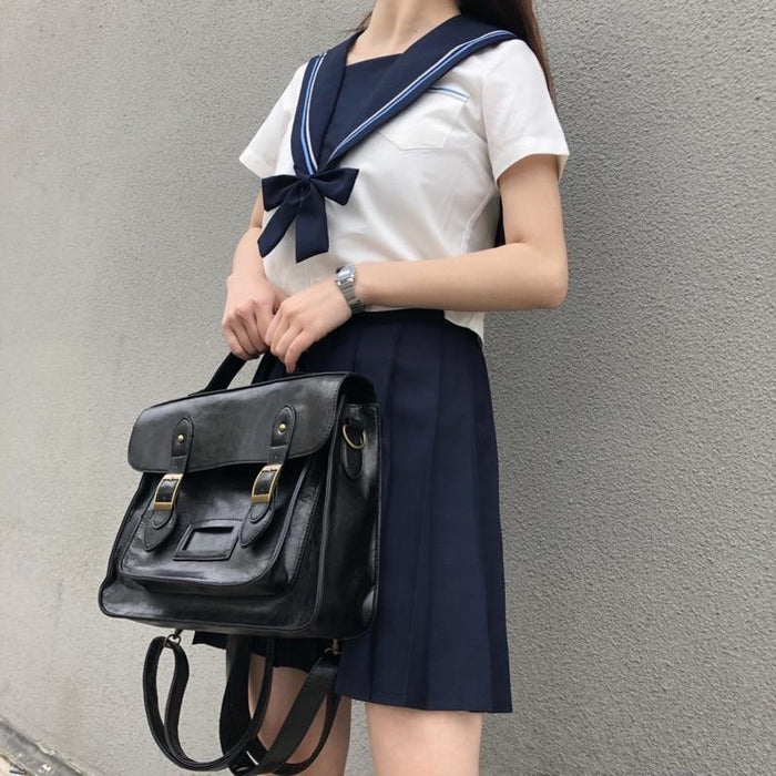 Vintage Faux Leather Satchel Backpack