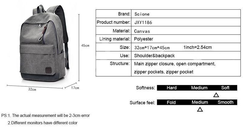 Simple Vintage Canvas School Backpack