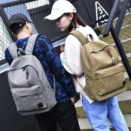 Simple Vintage Canvas School Backpack