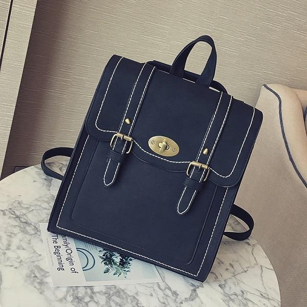 Vintage Faux Leather Buckle Backpack