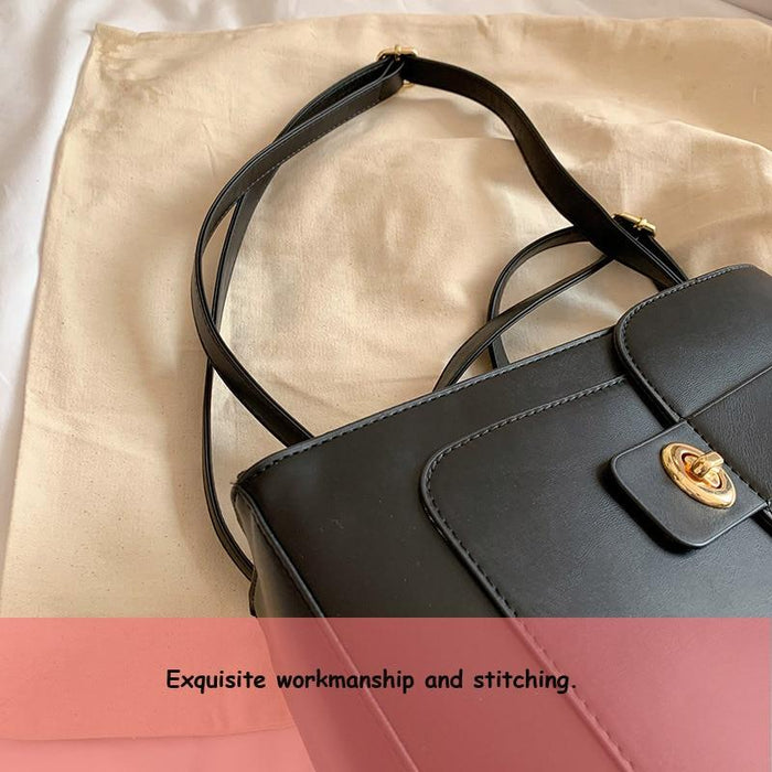 Vintage Faux Leather Buckle Backpack