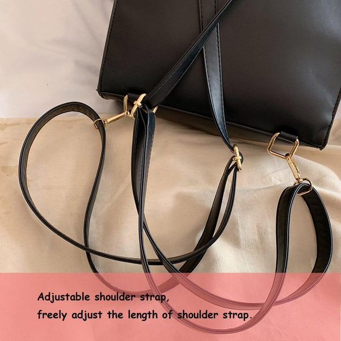 Vintage Faux Leather Buckle Backpack
