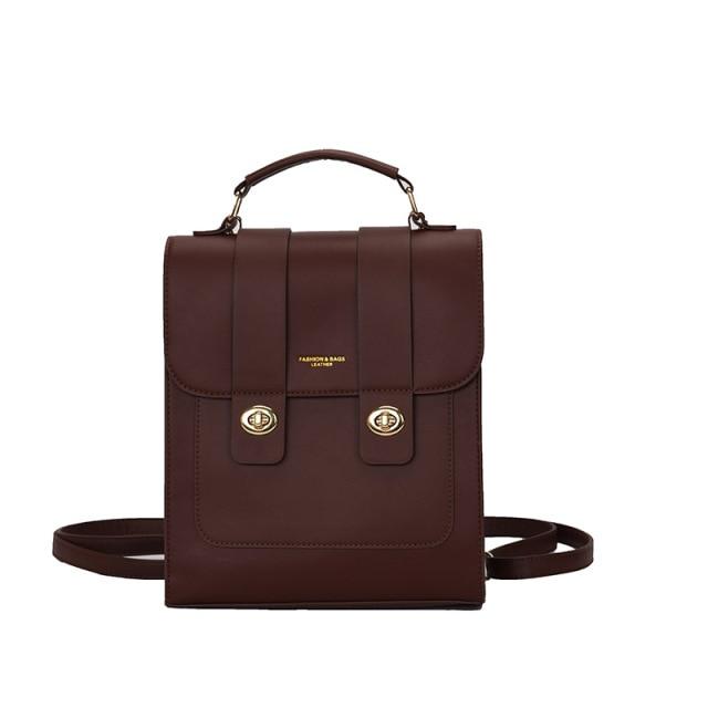 Vintage Faux Leather Buckle Backpack