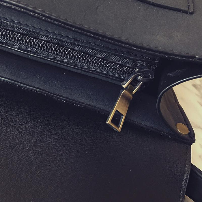 Vintage Faux Leather Buckle Backpack
