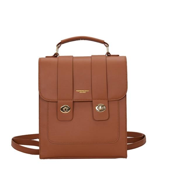 Vintage Faux Leather Buckle Backpack