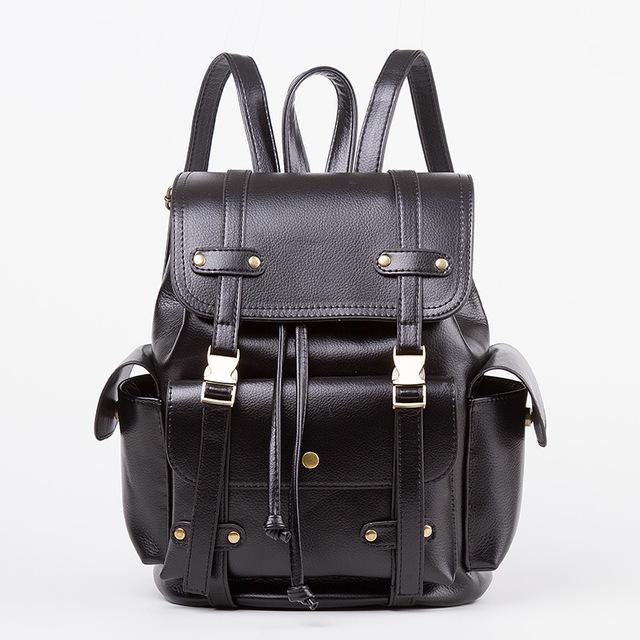 Vintage Faux Leather Drawstring Backpack