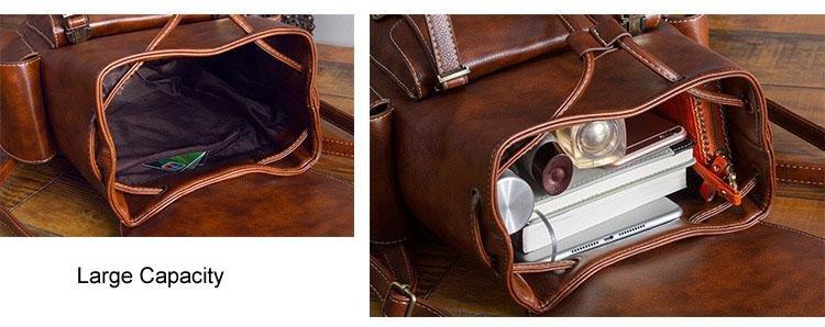 Vintage Faux Leather Drawstring Backpack