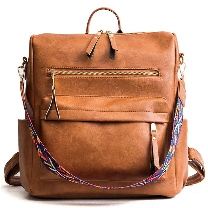 Large Faux Leather Travel Backpack Purse