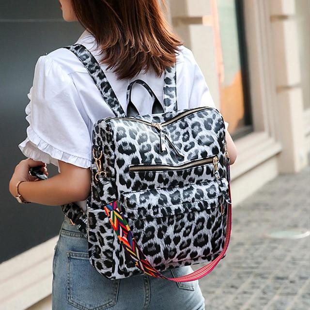 Large Faux Leather Travel Backpack Purse