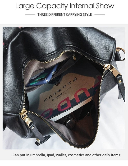 Large Faux Leather Travel Backpack Purse