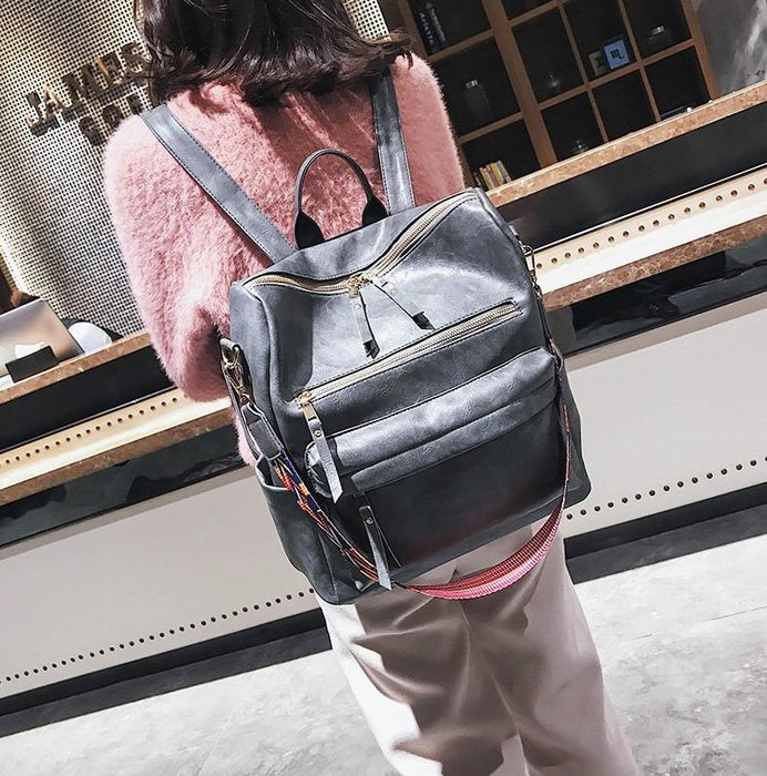 Large Faux Leather Travel Backpack Purse