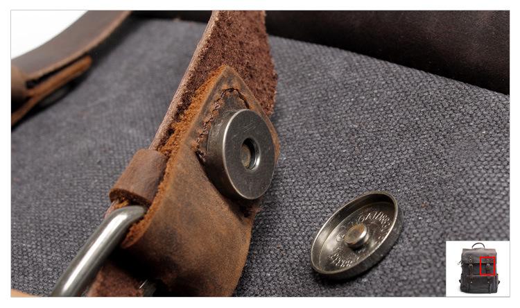 Canvas Leather Laptop Backpack Vintage Rucksack