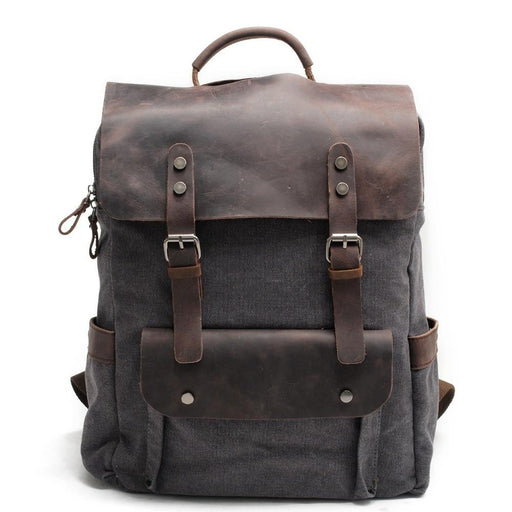 Canvas Leather Laptop Backpack Vintage Rucksack