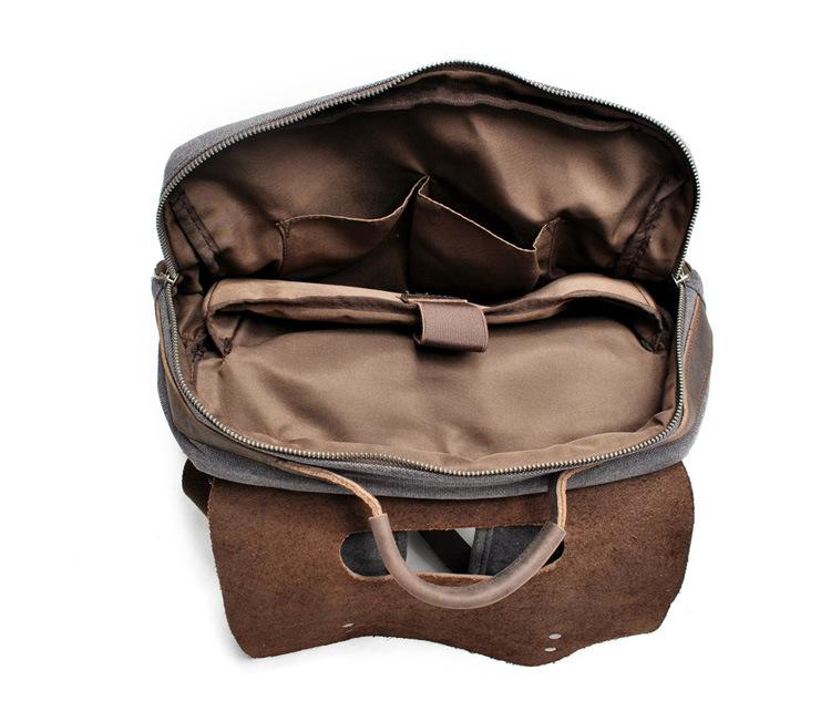 Canvas Leather Laptop Backpack Vintage Rucksack