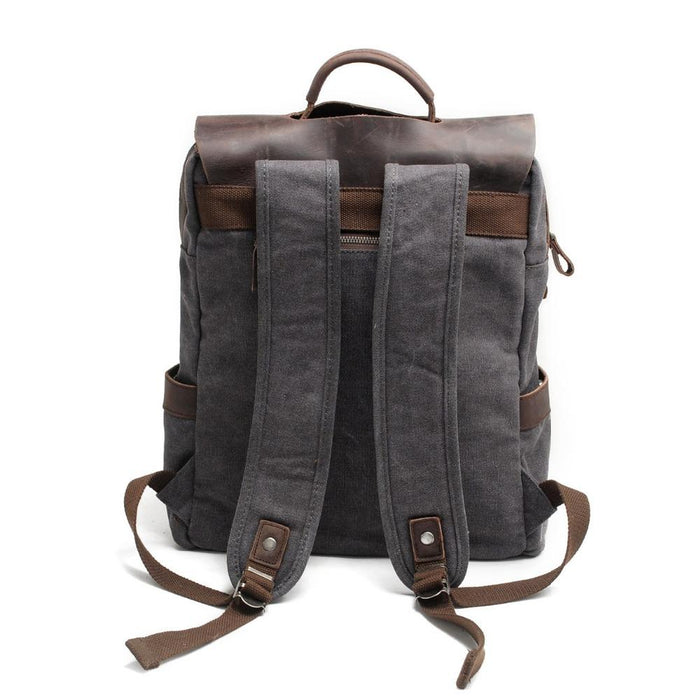 Canvas Leather Laptop Backpack Vintage Rucksack