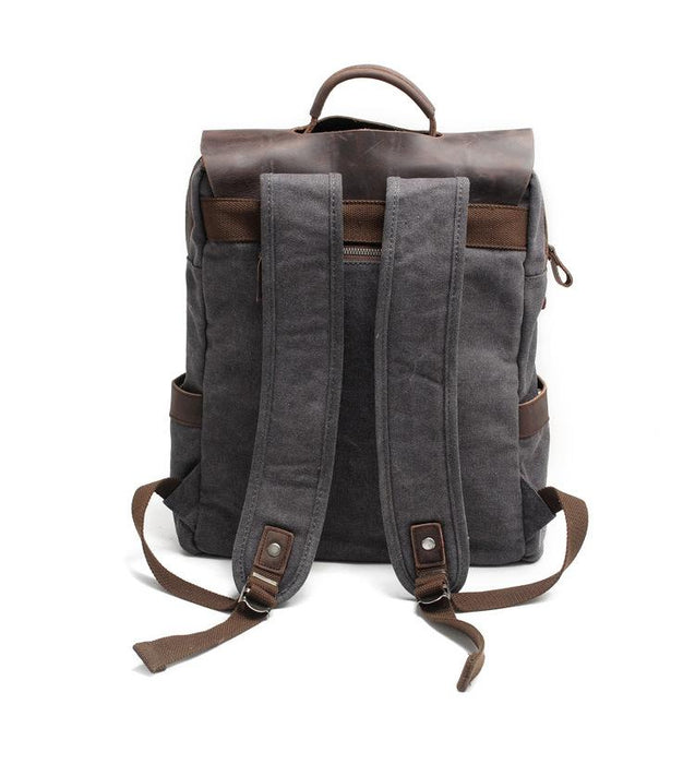 Canvas Leather Laptop Backpack Vintage Rucksack