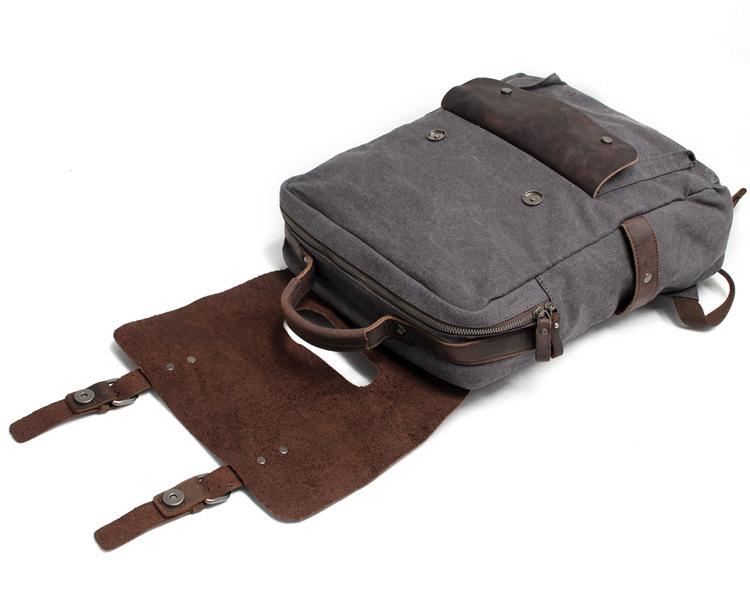 Canvas Leather Laptop Backpack Vintage Rucksack