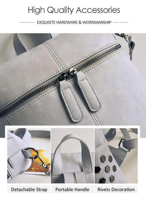 Vintage Faux Leather Zip Top Backpack