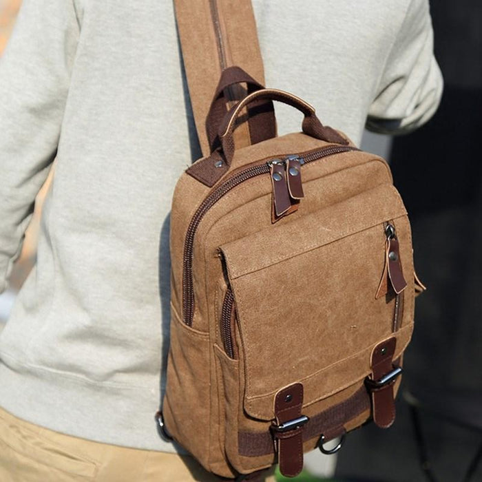 Vintage Canvas Shoulder Sling Bag Backpack