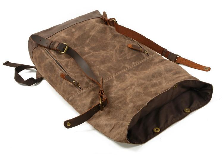 Vintage Oil Waxed Canvas Roll Top Backpack