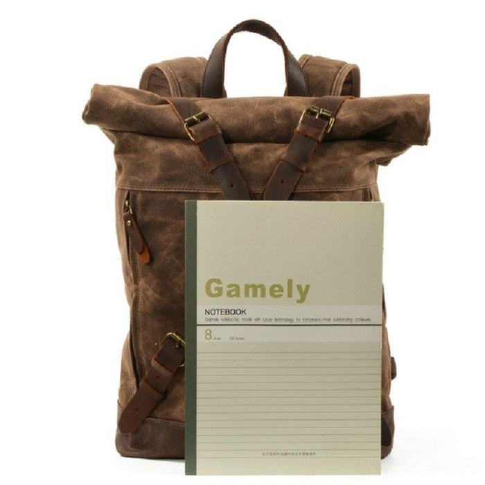 Vintage Oil Waxed Canvas Roll Top Backpack