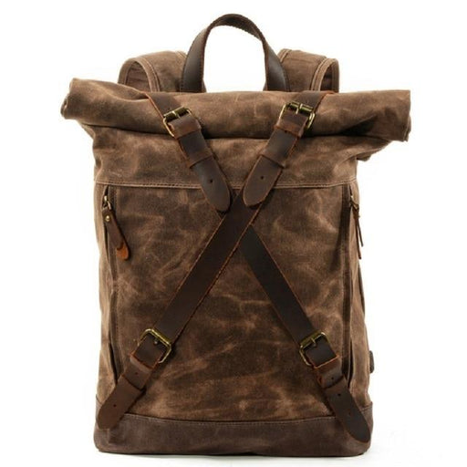 Vintage Oil Waxed Canvas Roll Top Backpack