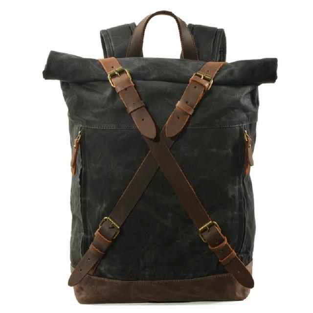 Vintage Oil Waxed Canvas Roll Top Backpack