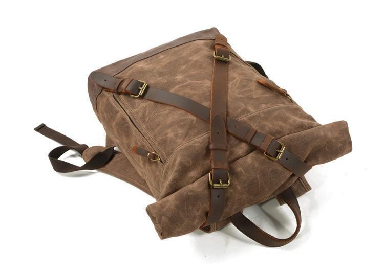 Vintage Oil Waxed Canvas Roll Top Backpack