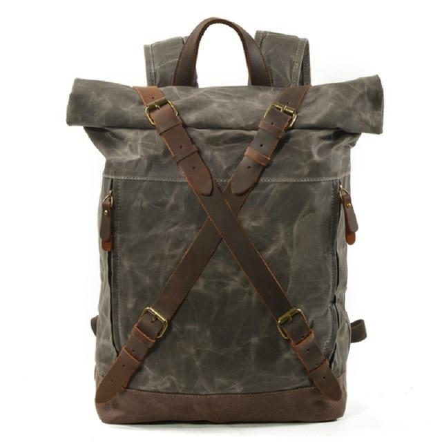 Vintage Oil Waxed Canvas Roll Top Backpack
