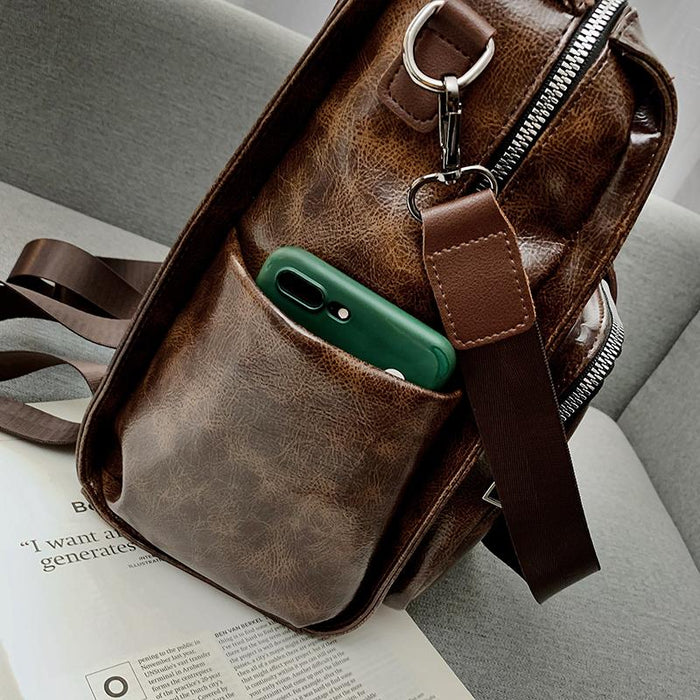Vintage Satchel Leather Backpack Purse