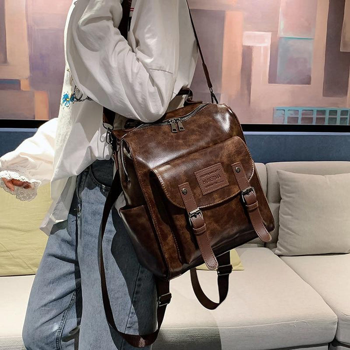 Vintage Satchel Leather Backpack Purse