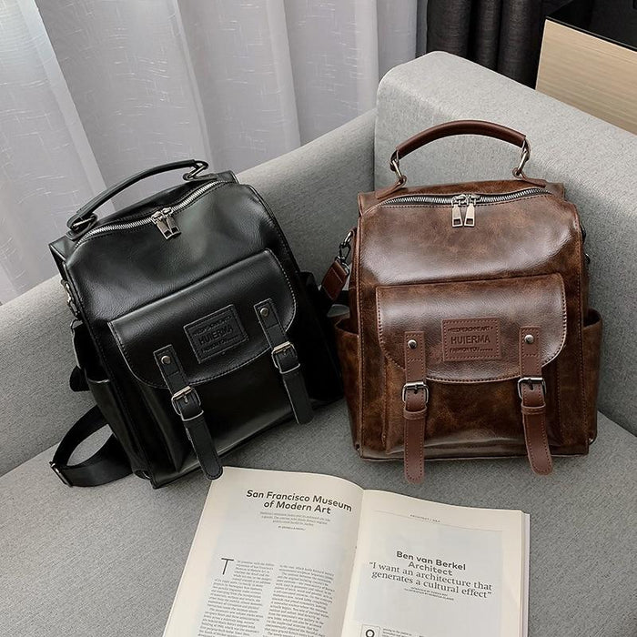 Vintage Satchel Leather Backpack Purse