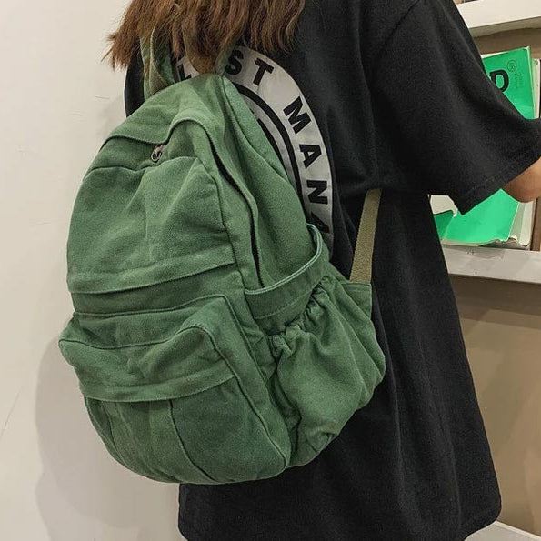 Plain canvas backpack in army green from Pesann