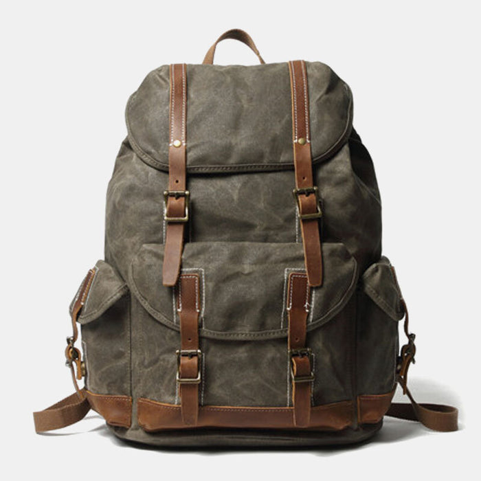 Waxed Canvas Leather Hiking Backpack