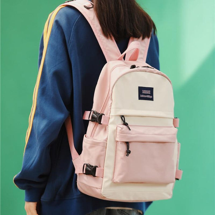 Multicolor Two Tone Simple School Backpack