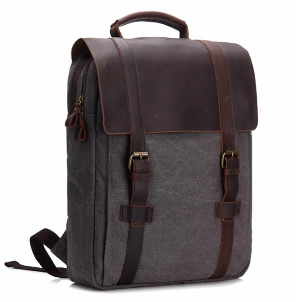 Vintage Canvas Leather Satchel Backpack Bookbag