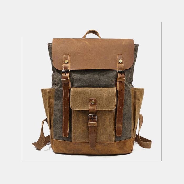 4Waxed Canvas Leather Backpack Vintage Laptop Backpack