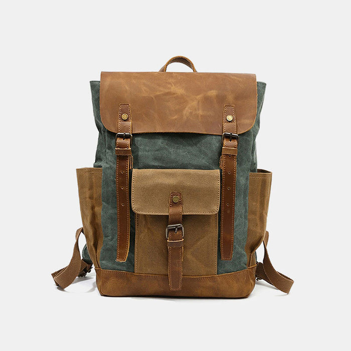3Waxed Canvas Leather Backpack Vintage Laptop Backpack