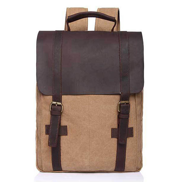 Vintage Canvas Leather Satchel Backpack Bookbag
