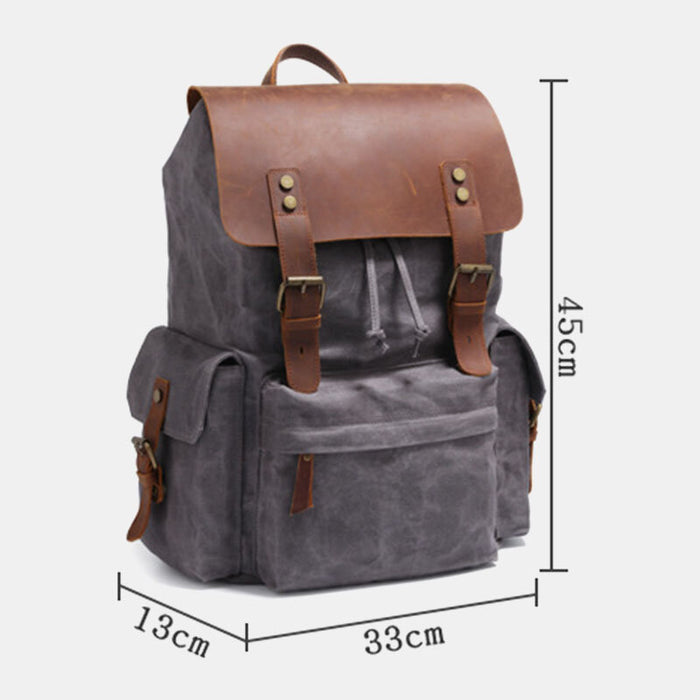 Waxed Canvas Travel Backpack Dark Khaki, Waxed-Canvas/Leather | L.L.Bean