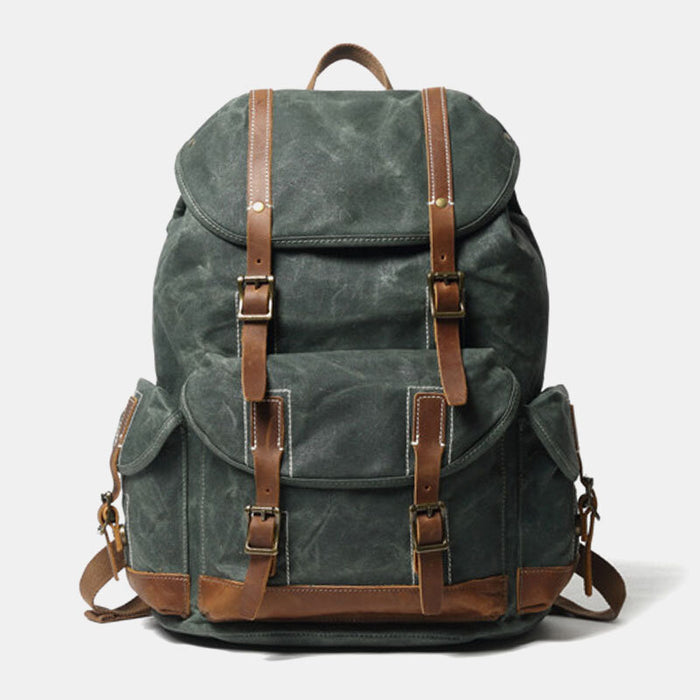 Waxed Canvas Leather Hiking Backpack