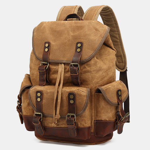 Vintage Waxed Canvas Leather Travel Backpack