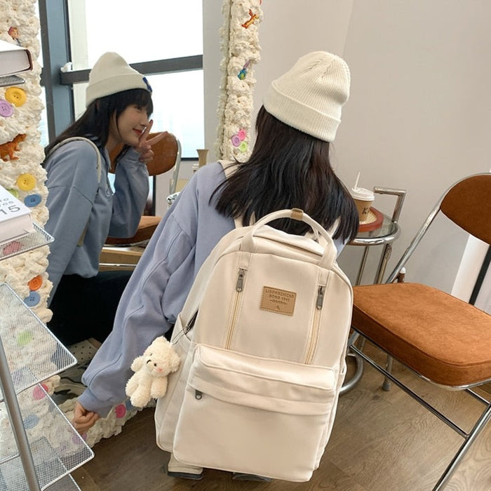 Japan Anello Women Student Linen Cloth Backpack Student Travel Polyester  Bags