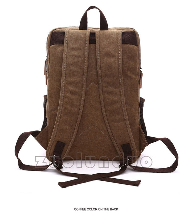 aidonger canvas school bag laptop backpack hiking rucksack coffee Vintage Canvas Laptop Backpack for Men