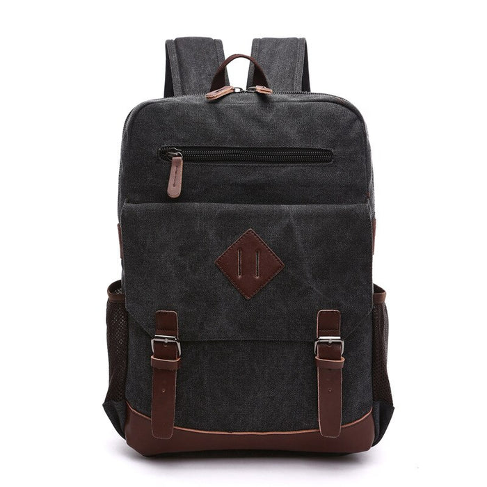 Men Genuine Leather Backpack 15.6 inch Laptop Business Travel Large Vintage Flap Shoulder Bags Black