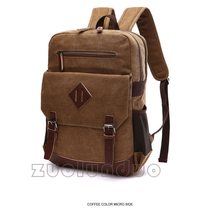 aidonger canvas school bag laptop backpack hiking rucksack coffee Vintage Canvas Laptop Backpack for Men
