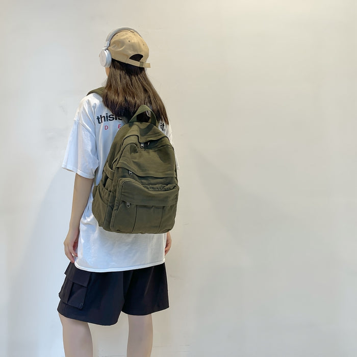 Front Pocket Small Plain Canvas Backpack — Pesann.com