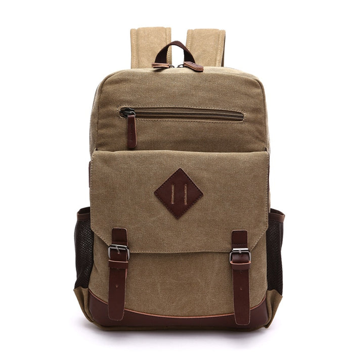 Vintage Canvas Laptop Backpack for Men - School & Travel Bookpack 15.6 Inches