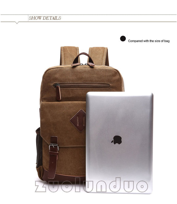 backpack from apple store laptop canvas type material Vintage Canvas Laptop Backpack for Men